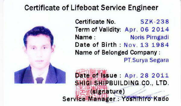 Certificate Lifeboat noris-shigi